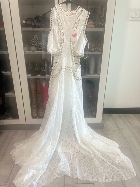 NWT L’atiste Lace Cutout Bridal style maxi dress summer boho fancy sz M festival - Picture 6 of 7